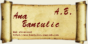 Ana Bantulić vizit kartica